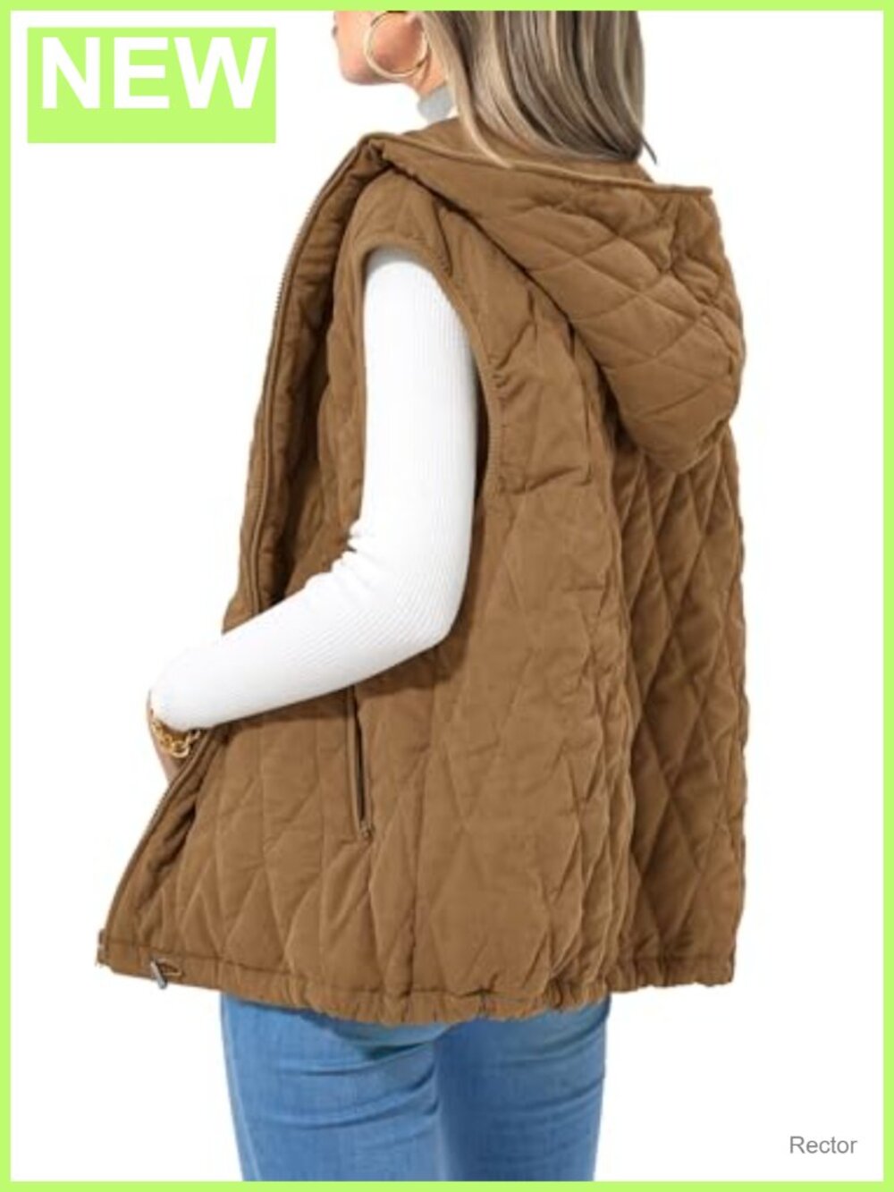 Women's Hooded Zip Up Puffer Vest Sleeveless Quilted Fall Outerwear